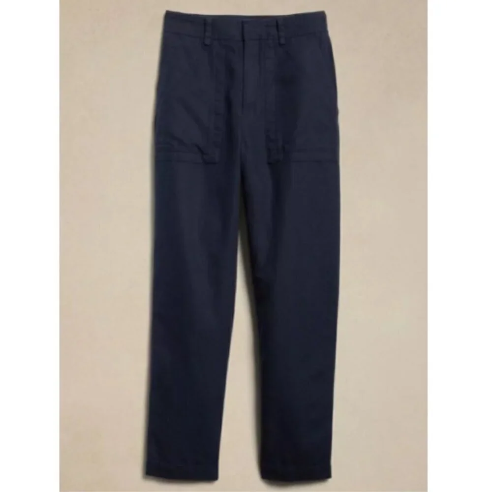Banana Republic MYA Cotton Linen CARGO Navy Blue Pants Size 4 #882900 RT$130